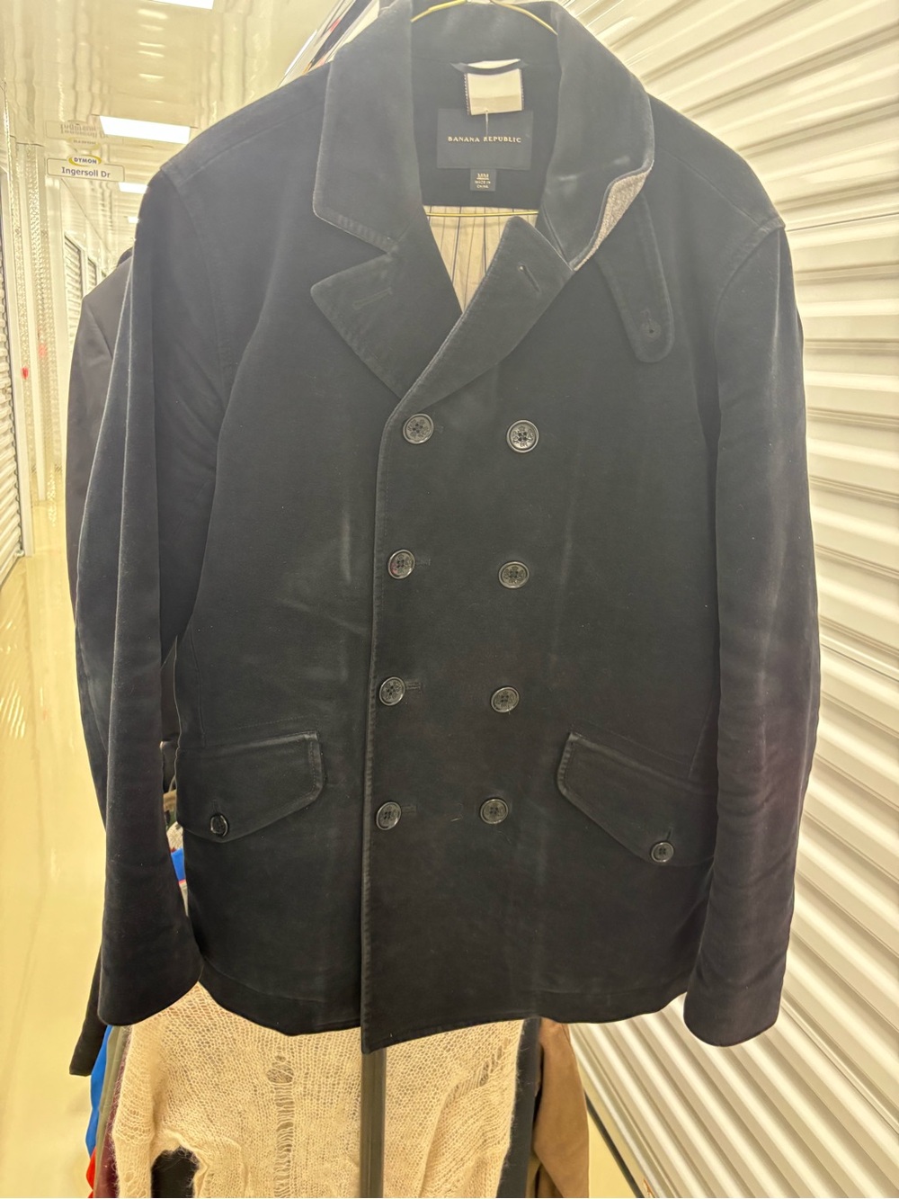 Banana Republic Men's Double-Breasted Navy Pea Coat